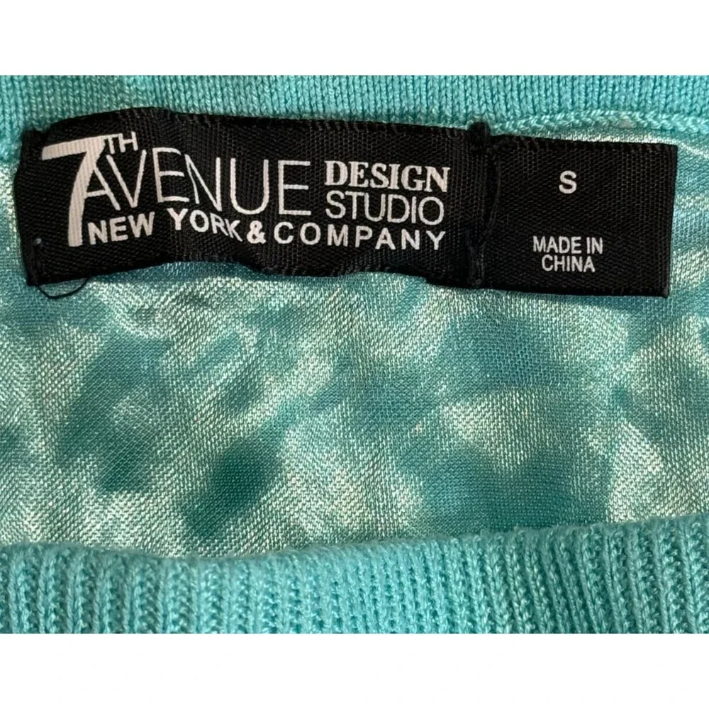 New York Company 7th Avenue Chevron Knit Midi Skirt Small Blue Boho Chic Stretch